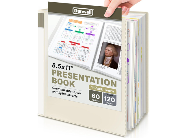 Presentation Binder 60-Pocket, Displays 120 Pages, 8.5x11 Portfolio Binder with Plastic Sleeves, Storage and Organizer for Documents, Photos, Kids...