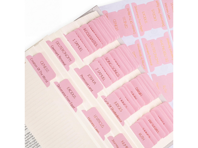 Laminated Bible Tabs for Women with Gold Foil Lettering (Selah) Large Print Bible Book Tabs, Bible Study Journaling Supplies, 66 Personalized...