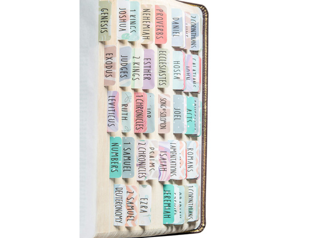 Laminated Bible Tabs for Women and Men (Uniform Theme) Large Print Bible Book Tabs, Bible Study Journaling Supplies, 66 Personalized Scripture...
