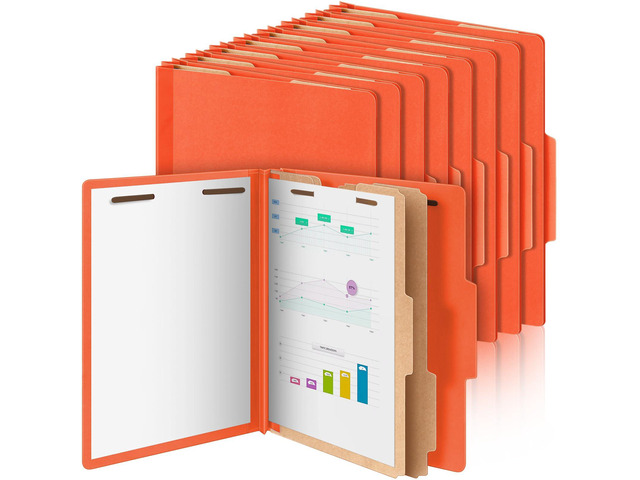 12 Pcs Classification Folders Letter Size Bulk, Orange