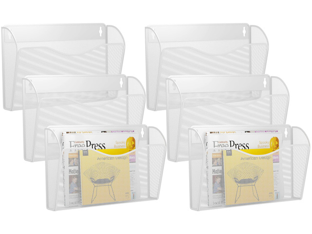 6 Single Pocket Wall File Holder, Mesh Hanging File Folder Paper Organizer, Vertical Wall Mounted Mail Basket, Storage Organization Magazine Rack...