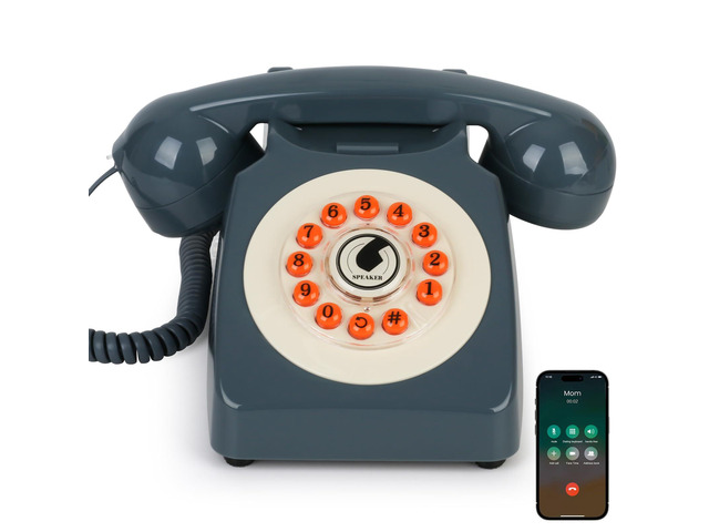 Bluetooth Landline Phone with Handset and Speakerphone, Retro Bluetooth Home Phone, Classic Bluetooth Desk Phone, Cordless Bluetooth Telephone with...