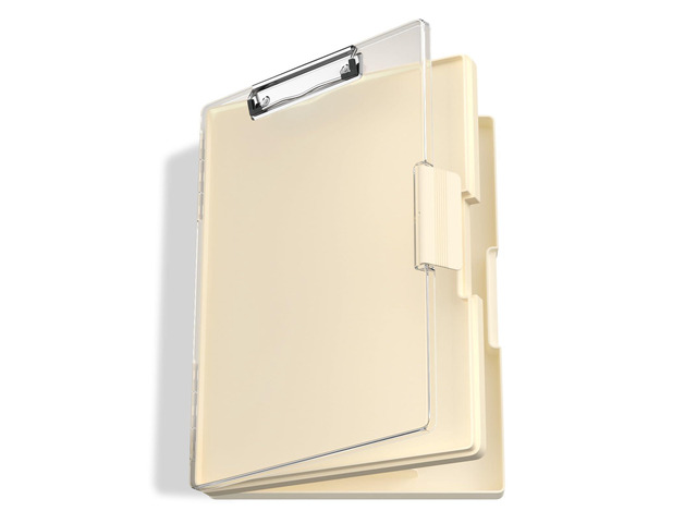 Clipboard with Storage, Beige 8.5 x 11 Clip Board, Dual Compartmen Folder Nursing Side Opening, Heavy Duty Organization Box, Smooth Writing for...