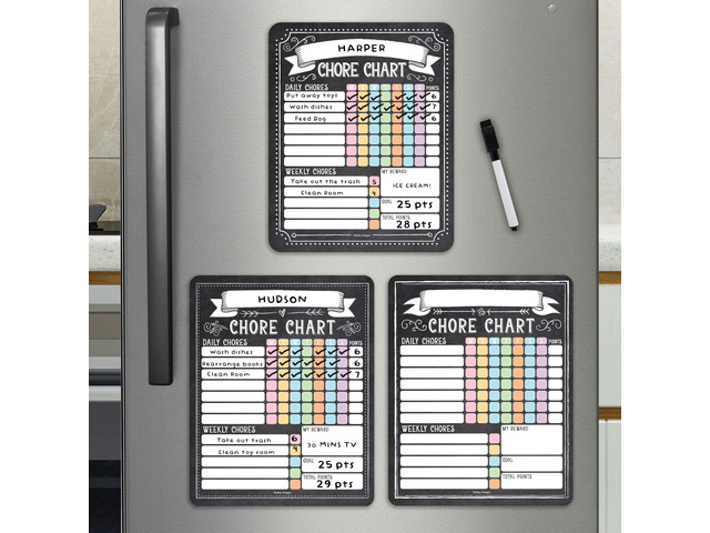 Magnetic Chore Chart for Kids Multiple Kids Chore Board for Home and School Chalk Vintage Dry Erase Behavior Chart for Kid at Home, Weekly and...