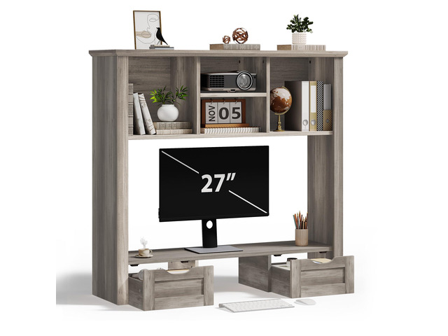 Monitor Stand Riser, Computer Monitor Riser for Desk 4-Tier Desk Shelf with Storage & Drawer, Desk Organizers and Accessories, for Laptop, Printer,...