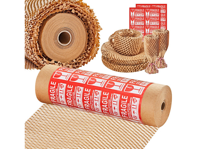 Honeycomb Packing Paper, 12' x 200' Packing Wrap Roll for Packing Recyclable Honeycomb Packing Paper For Moving W/ Cushion Protection, Gift...