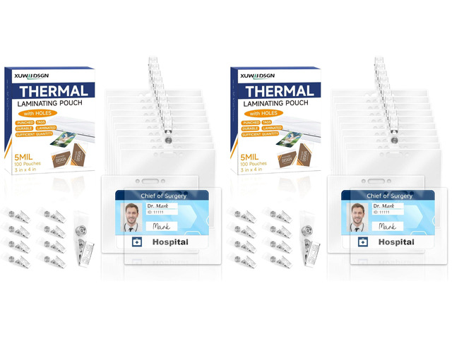 200 Pack 5mil 3x4' Thermal Laminating Pouches Badge Laminate Pouches Clear Laminated Luggage Tags Printable Laminator Pouches for Business Permits...