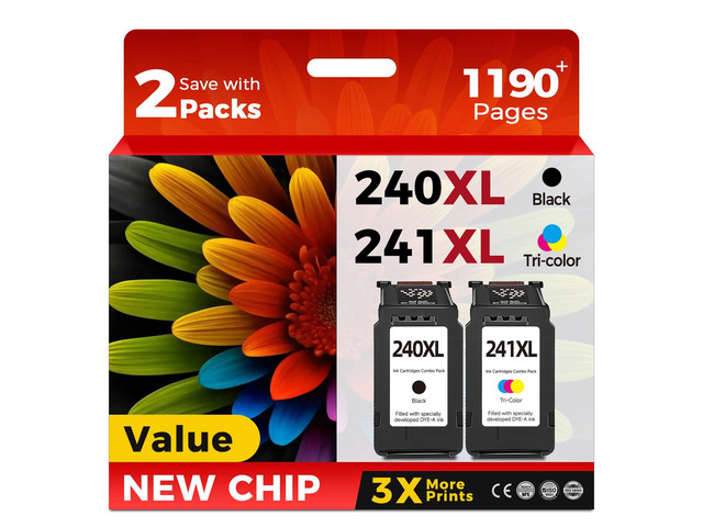 240XL 241XL Ink Cartridge Replacement for Canon 240 241 XL Combo Pack PG-240 CL-241 PG240 CL241 Black Color Work with PIXMA MG3600 MG3620 TS5120...