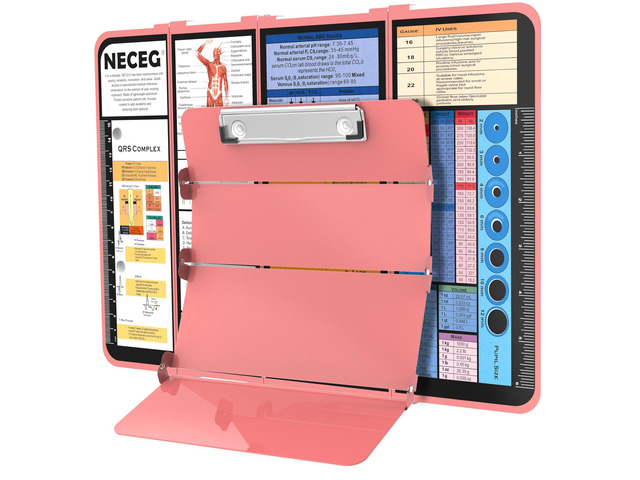 Nursing Clipboard Foldable, 4-Fold Aluminum Pocket Size, Rose Folding Clipboard with Medical Cheat Sheets, Metal Pen Clip & Privacy Protection for...