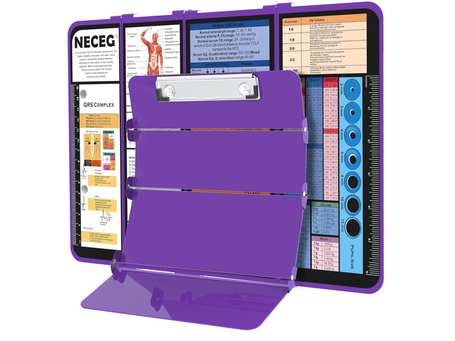 Nursing Clipboard Foldable, 4-Fold Aluminum Pocket Size, Purple Folding Clipboard with Medical Cheat Sheets, Metal Pen Clip & Privacy Protection...