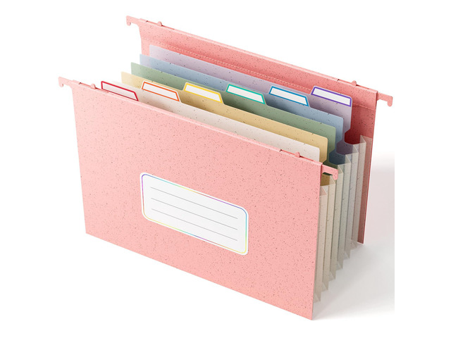 Wheat Straw Hanging File Folders,7 * 1.2' Accordion Pockets Large Capacity File Organizer, Letter Size for Filing Cabinet,100% BPA Free, Return to...
