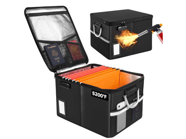 5200°F Fireproof Document Box, Fire Important Document Organizer with Lock, Upgraded Heat Insulated Filing Storage Cabinet Office Organization...