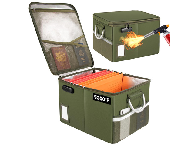 5200°F Fireproof Document Box, Fire Important Document Organizer with Lock, Upgraded Heat Insulated Filing Storage Cabinet Office Organization...