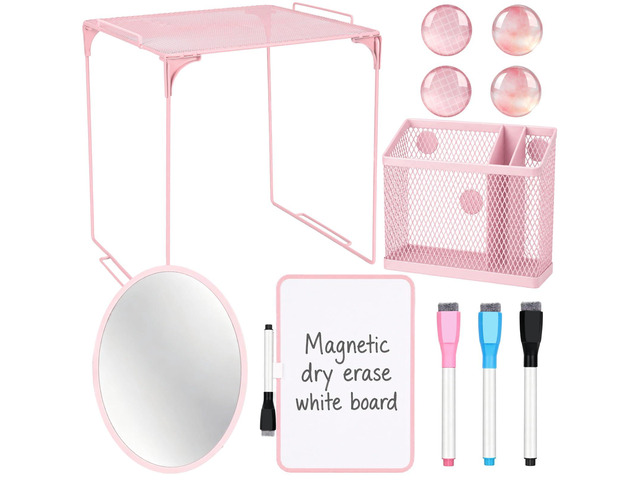 Pink Locker Accessories for Girls 11 Pcs Back to School Locker Decoration Supplies with Shelf Magnetic Mirror Whiteboard Pen Holder Magnets Locker...