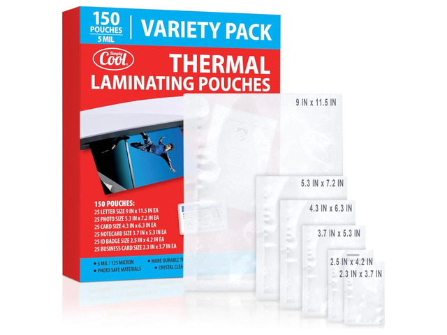 5 Mil Thermal Laminating Sheets Pouches 150ct for Laminator Thermal Laminating Pouches for Letter, Photo, Card, Notecard, ID Badge and Business...