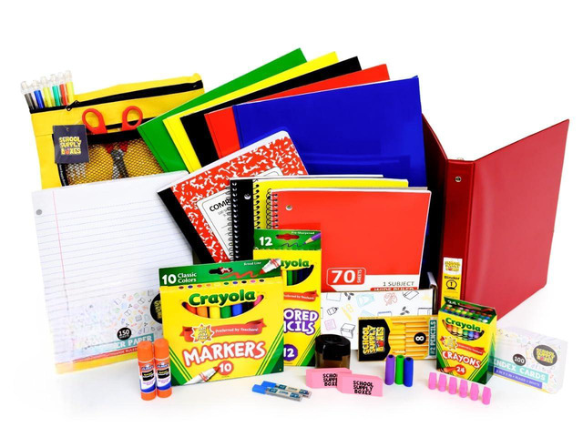 Elementary Bundle (1 Box) Back to Essentials Kit for Students & Teachers Includes Wide-Ruled Paper Products, Crayons, Markers, Colored Pencils,...