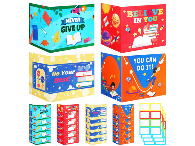 24 Pcs Privacy Folders for Students Testing, Encourage, Colorful Testing Dividers for Classroom, Cardboard Privacy Board, Classroom Folders Teacher...