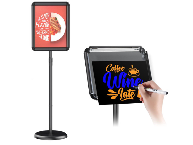 11 x 17 inch Adjustable Poster, Pedestal Floor Stand Sign Holder Snap open frame,360°Rotation,Outdoor Indoor Standing Display Sign Holders for...