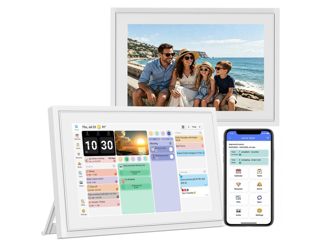 10.1' calendar Electronic Planner with Cross-Platform Sync, Chore Tracking, Meal Planning & Photo Display