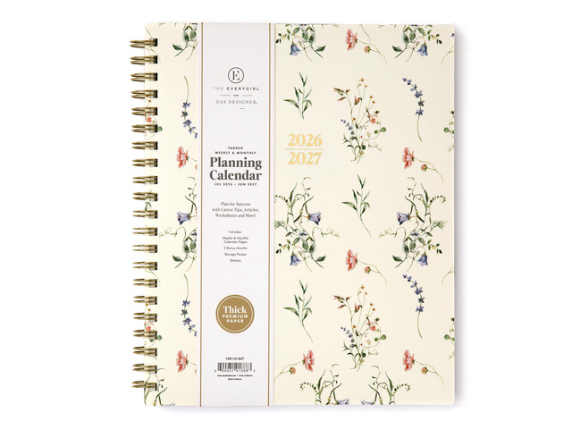 2026-2027 Weekly & Monthly Academic Planner, 8.5'x11', Marisa July 2026 - June 2027, Flexible Cover, Wirebound, Laminated Tabs, Storage Pocket,...