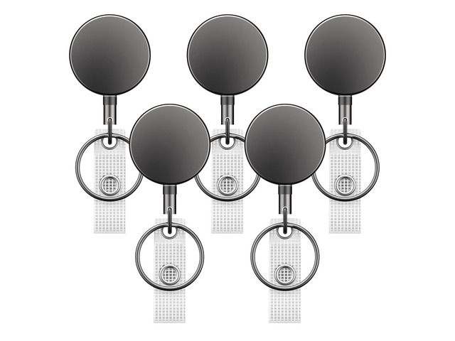 5 Pack Heavy Duty Metal Retractable Badge Reel for Badge Holder Retractable Keychain All Metal Casing with Stainless Steel Spring Coil 23.6 Inch...