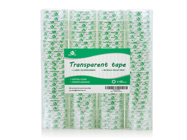 48 Rolls Crystal Clear Transparent Tape, Stationery Tape Refills Rolls for Dispenser, 3/4 in x 1000 in,1 inch Core, Gift Wrapping Tape for Office,...