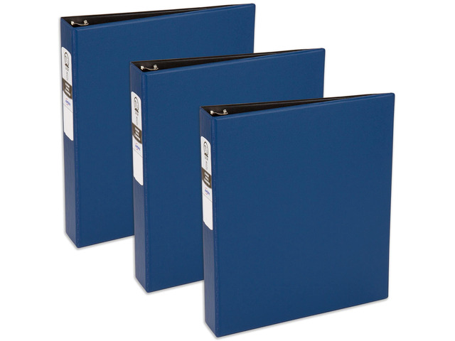 Standard 3 Ring Binder, 1-1/2' Round Rings, 3 Blue Binders For School and Everyday Organization, Fully Adhered Tear-Resistant Cover, Back-Mounted...