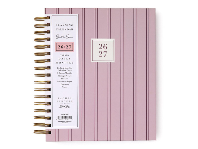 2026-2027 Daily & Monthly Academic Planner, 7'x9', Laine Pink July 2026 - June 2027, Laminated Cover, Wirebound, Laminated Tabs, Storage Pocket,...