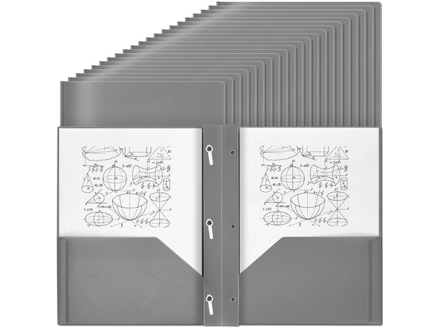 150 Pack Plastic Folders with Prongs Heavy Duty Plastic 2 Pocket Folder with 3 Prongs, Business Card Slot for Back to School Office Home 11.6 x 9.5...