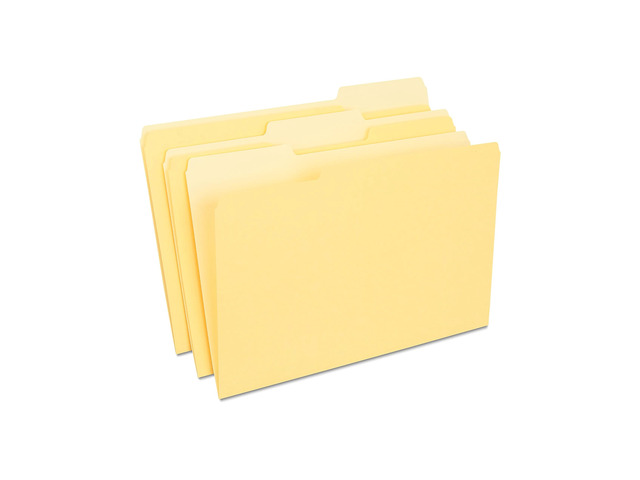 File Folders, Legal Size, 1/3-Cut Tabs, Yellow, 200/Carton Durable paper stock for everyday legal-size document organization