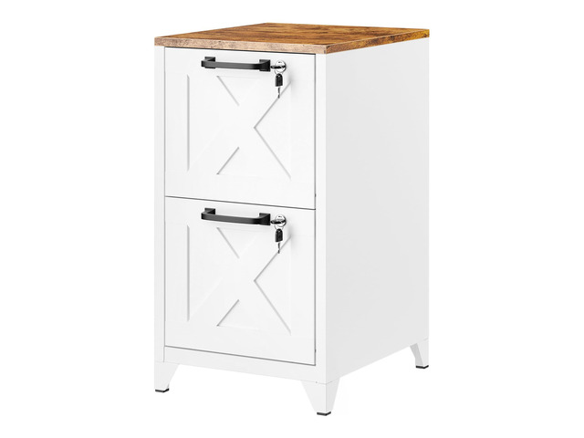 File Cabinet with Lock Vertical Filing Storage Cabinet Office Home Steel for Letter Size File Cabinet Locked,Assembly Required (White, 2...