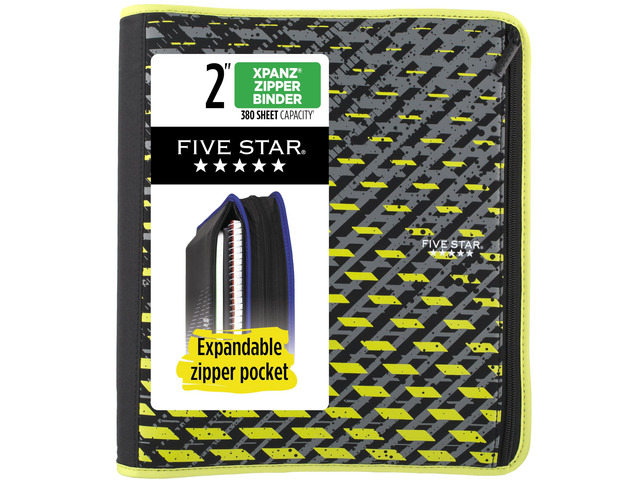 Zipper Binder, 2 Inch 3-Ring Xpanz Case Binder with Expansion Panel, Removable Pencil Pouch, 380 Sheet Capacity, Sport Lime (280177FA)