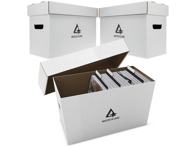 Premium Short Comic Book Storage Box Organizer with Lid Thick Cardboard Comic Storage Box For Collectibles Fits 150-175 Current/Silver Age, Heavy...
