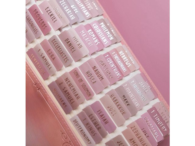 Laminated Bible Tabs, Rose Gold Foil Embossed Lettering(Pink) Bible Tabs for Women and Men,Reposition Large Print Stickers, Easy to Read, Easy...