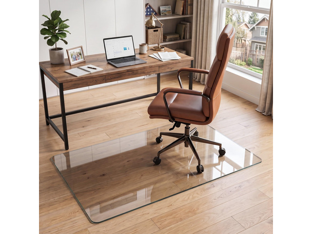 30'x48' Tempered Glass Office Chair Mat for Carpet & Hardwood Floor 1/5' Thick Clear Floor Protector Desk Chair Mat with Rounded and Polished...