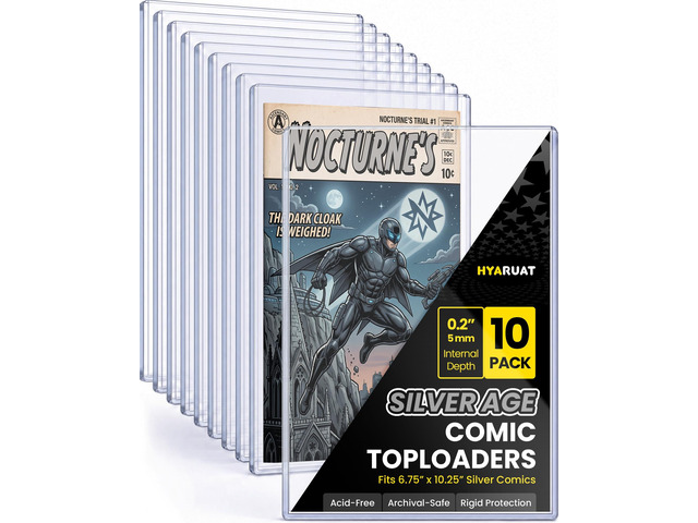 10 Pack Comic Book Top Loaders for Silver Age and Current Comics 15 Mil Rigid PVC Holders And 195PT Capacity Help Protect Signed Silver Age &...