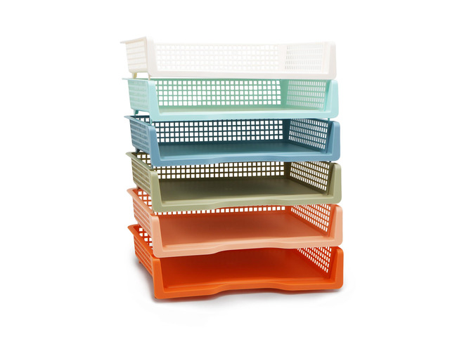 6 Pack Stackable Trays for Classroom, Durable Organizer Boho Color A4 Paper Tray, Classroom Desk Storage