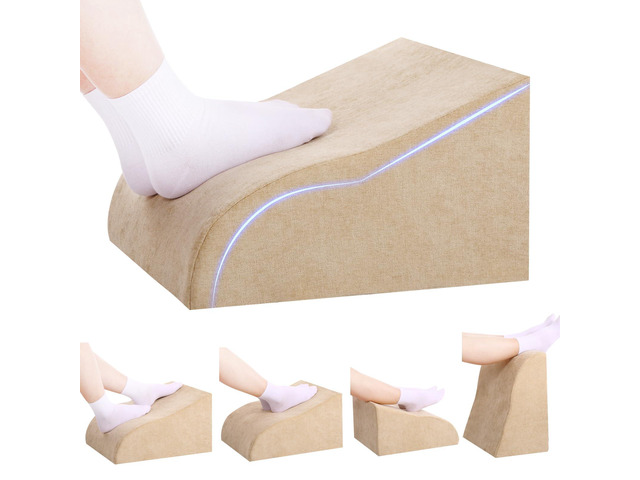 Foot Rest for Under Desk at Work, Ergonomic Under Desk Footrest with Washable Cover for Office, Home & Gaming Leg Elevation Pillow Beige