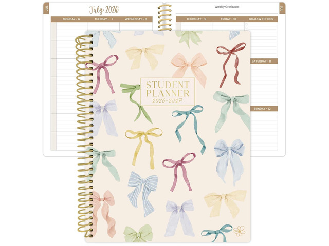 Daisy by 2026-2027 Academic Year Student Planner (July 2026 - July 2027) - Elementary Through Middle School Calendar Agenda Book - 7 x 9' - Bows
