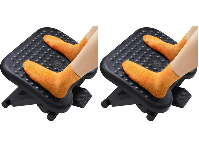 Under Desk Footrest, Adjustable Foot Rest with 3 Height Settings and 30-Degree Angle, Ergonomic Desk Foot Rest with Massage Texture, Foot and Leg...