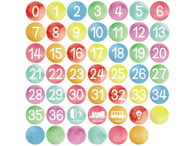 48PCS Watercolor Numbers Stickers Classroom Decorations Colorful Mini Dots Number Spot Markers Stickers Watercolor Classroom Labels Accents Cutouts...