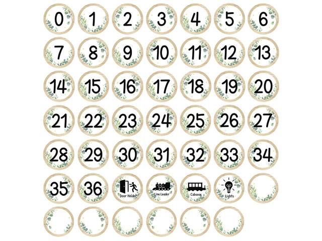 48PCS Eucalyptus Leaf Numbers Stickers Classroom Decorations Sage Greenery Dots Number Spot Markers Sticker Eucalyptus Classroom Labels Accents...
