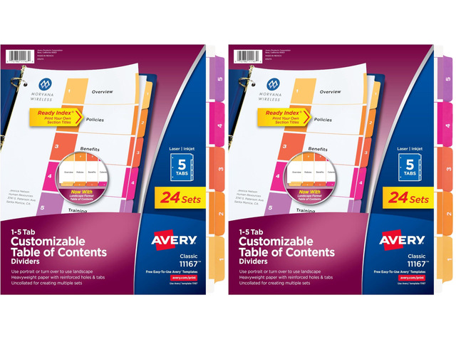 Dividers for 3 Ring Binders, 5 Tabs per Set, Customizable Table Contents, Multicolor Tabs, Great for Organizing High-Volume Reports, Projects, and...