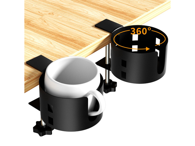 2 Pack Large Desk Cup Holder, Anti-Spill Cup Holder for Desk or Table, Sturdy and Durable, Easy to Install, Enough to Hold Coffee Cups, Water...