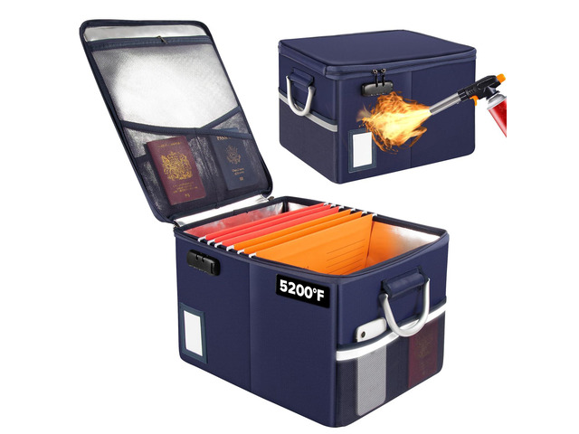 5200°F Fireproof Document Box, Fire Important Document Organizer with Lock, Upgraded Heat Insulated Filing Storage Cabinet Office Organization...