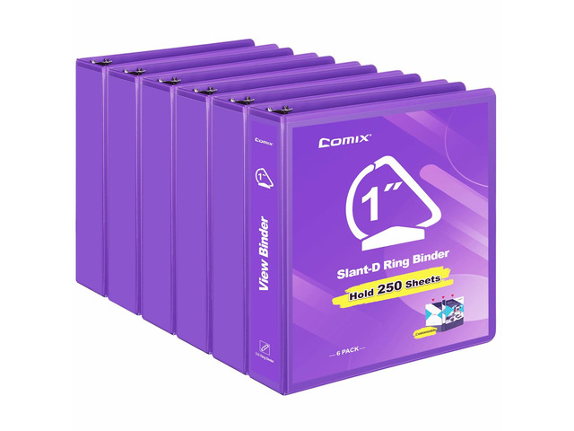 Sturdy 1 Inch Slant-D Ring 3 Ring Binder with Clear View Cover 1'Heavy Duty Slant-D Ring,PVC-Free 2.4mm Board,Holds 225 Letter Sheets,Commercial...