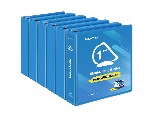 Sturdy 1 Inch Slant-D Ring 3 Ring Binder with Clear View Cover 1'Heavy Duty Slant-D Ring,PVC-Free 2.4mm Board,Holds 225 Letter Sheets,Bulk for...