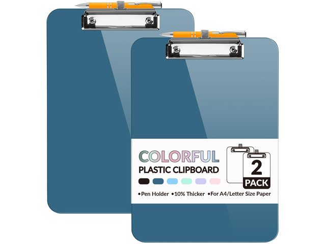 Plastic Clipboard with Pen Holder, [10% Thicker] Clip Boards 8.5x11 with Low Profile Clip, Cute Hanging Clipboard, Standard Letter Size A4 for...