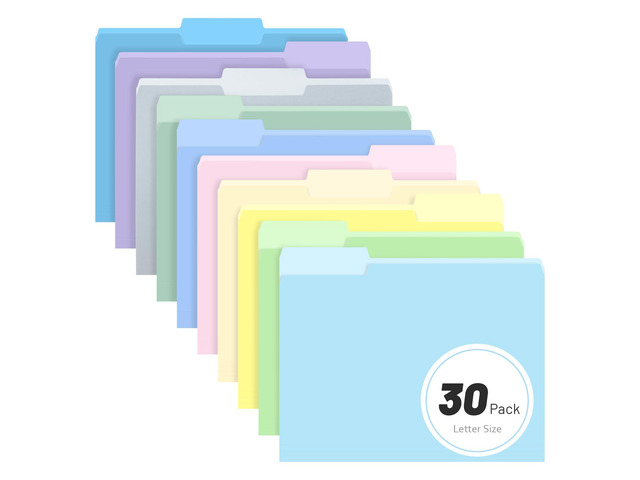 Colored File Folders,30 Pack Manila Folders, Letter Size 8.5' x 11', 1/3-Cut Tabs, Morandi 10 Colors, for Office, School & Business Organization