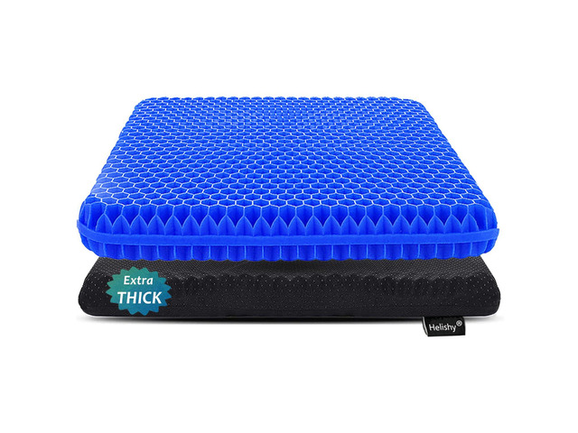Gel Seat Cushion for Long Sitting, Extra Thick Gel Cushion for Wheelchair Soft Chair Pads for Office Home Chairs Car Seats Long Trips - Back...